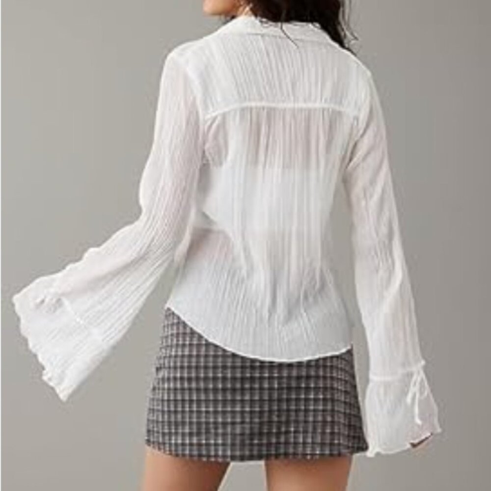 Mesh Ruffle Shirt - Picture 2 of 7